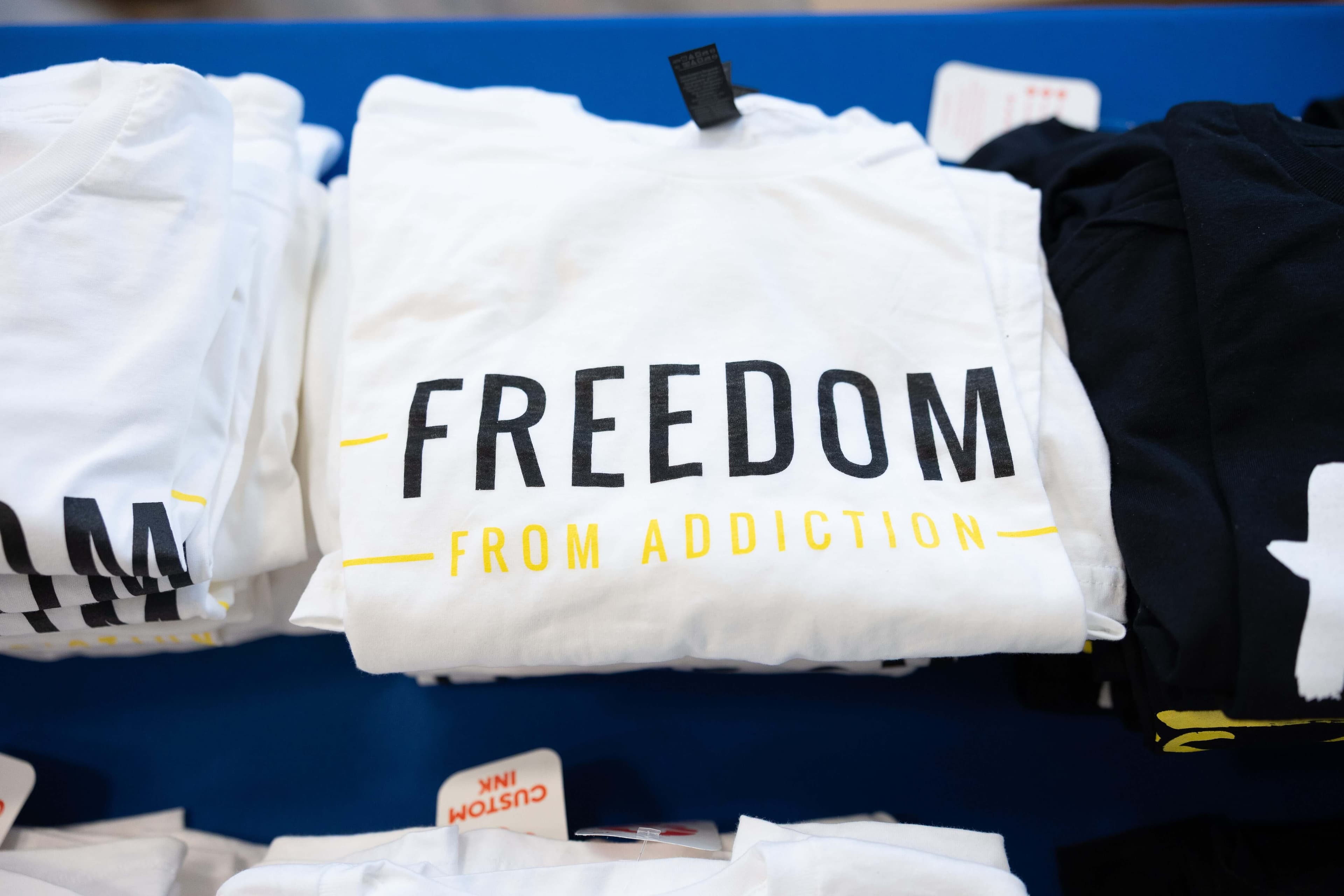 Freedom From Addiction shirts worn by Shenandoah Valley Teen Challenge students and staff
